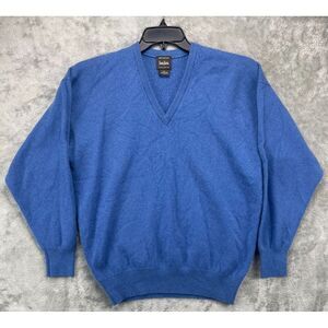 Neiman Marcus Men's Cashmere Sweater Large‎ Blue V Neck Preppy Workwear